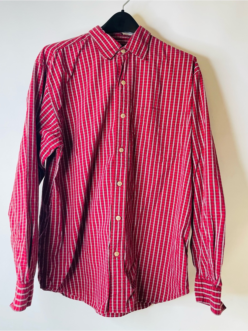 BKE Red Plaid Long-Sleeve Button-Down Shirt Resistance Strength L